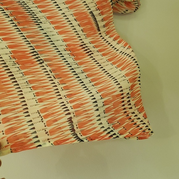 Sanctuary Top Womens sz Small Sheer Chiffon Geometric Print V Neck Raglan Sleeve - Picture 4 of 7